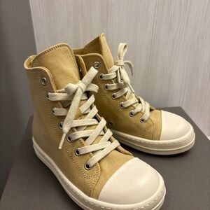 Rick Owens Tan High-Top Kids Sneakers